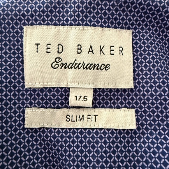 TED BAKER Navy Dress Shirt | Bold Cuff Detail | Luxe Stretch Fit | L - Picture 2 of 14